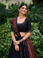 Black Pure Cotton Navratri Lehenga Choli